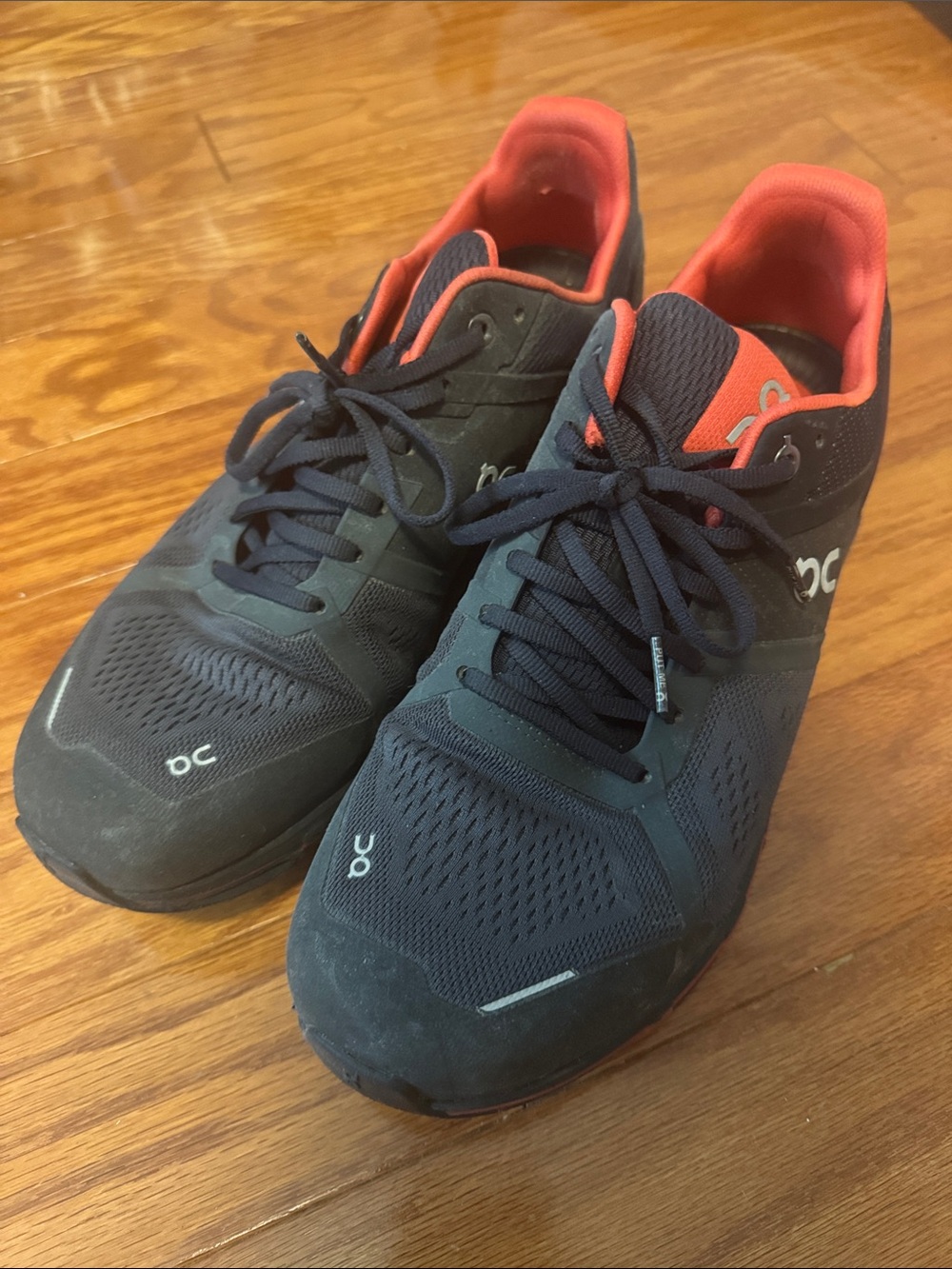 On Running Men’s Athletic Shoes - Navy with Coral Accents
